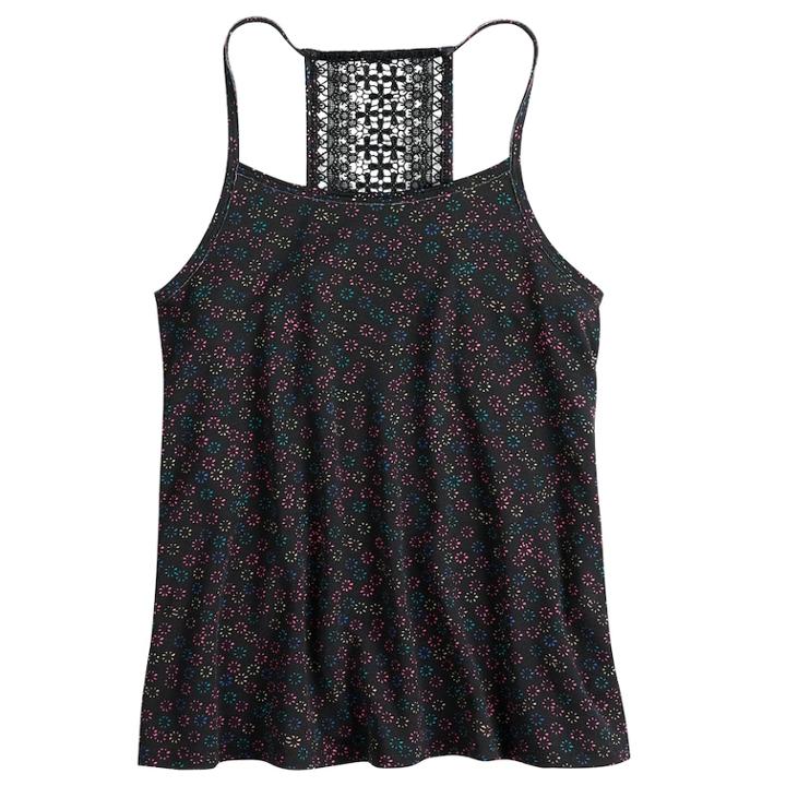 Girls 7-16 & Plus Size So&reg; Printed Crochet Tank, Size: 12, Natural