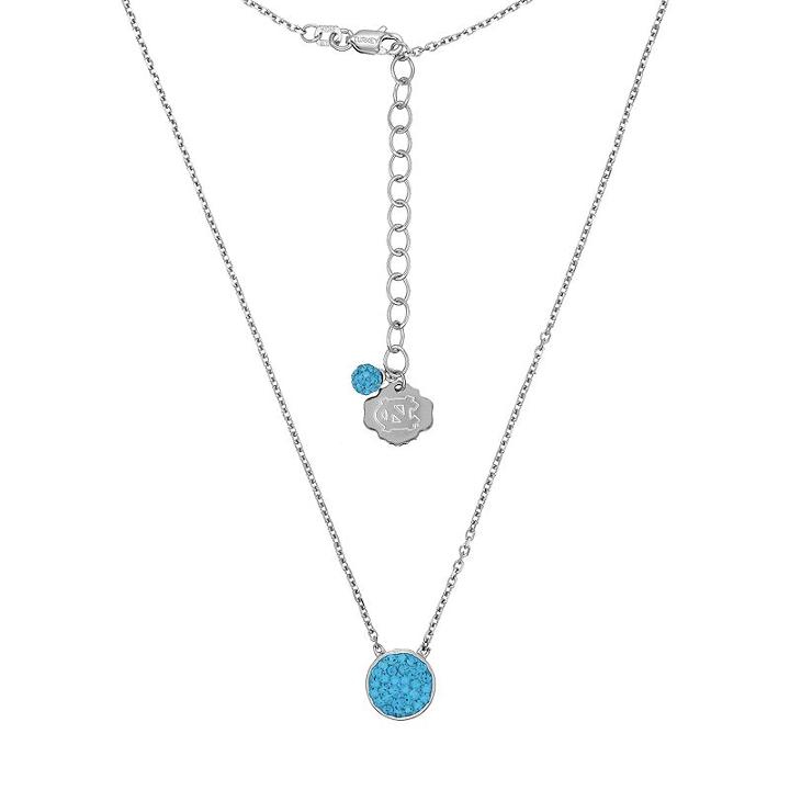 North Carolina Tar Heels Sterling Silver Crystal Disc Necklace, Women's, Size: 18, Blue