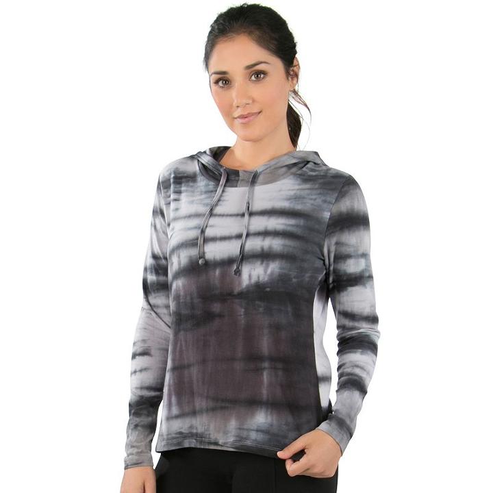 Women's Balance Collection Envelope Back Tie Dye Hoodie, Size: Xl, Grey