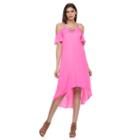 Women's Jennifer Lopez Cold-shoulder High Low Dress, Size: Xl, Brt Pink