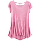 Girls 7-16 & Plus Size So&reg; Space-dyed Cageback Handkerchief Hem Legging Tee, Size: 14, Med Pink