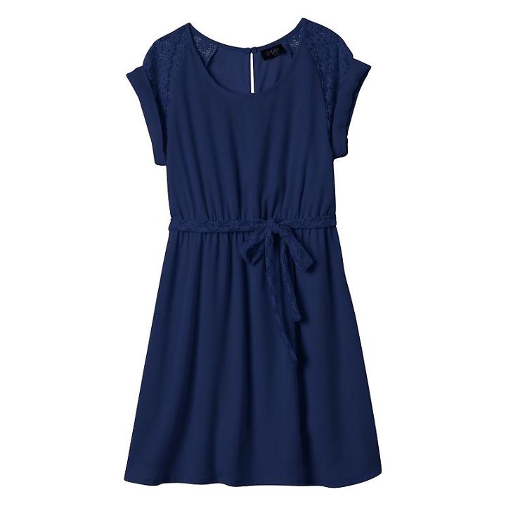 Girls 7-16 Plus Size Wrapper Floral Crochet Dress, Girl's, Size: 16 1/2, Blue (navy)