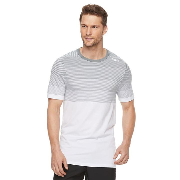 Men's Fila Sport Striped Sports Tee, Size: Medium, White