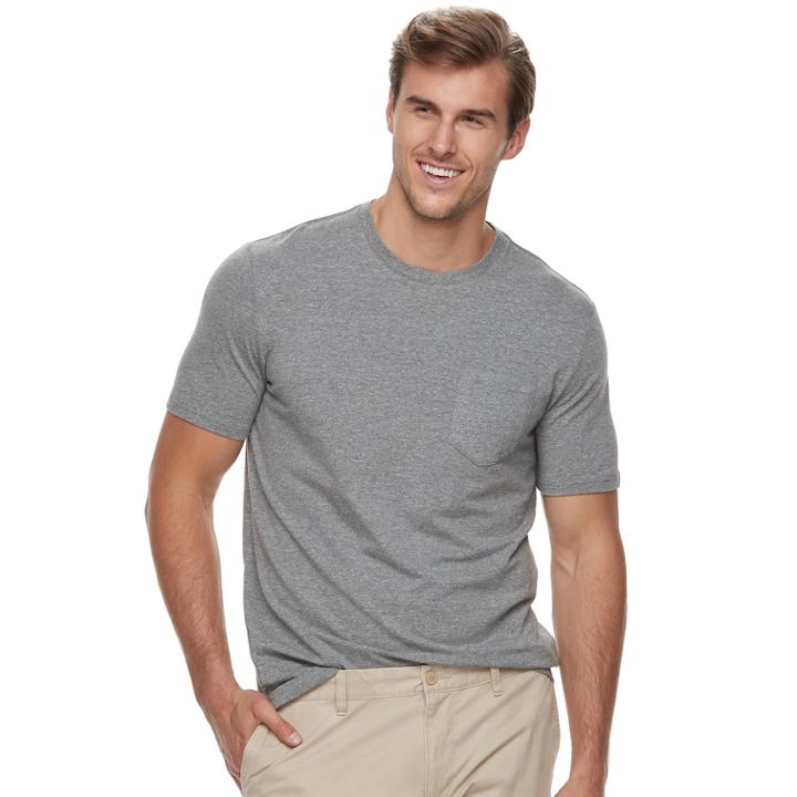 Big & Tall Sonoma Goods For Life&trade; Supersoft Stretch Pocket Crewneck Tee, Men's, Size: 4xlt, Dark Grey
