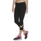 Nike, Women's Swoosh Graphic Capri Leggings, Size: Large, Grey (charcoal)