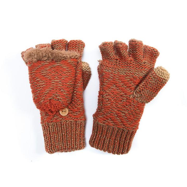 Women's Muk Luks Gaucho Geometric Convertible Mittens, Orange