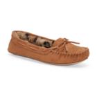 Women's So&reg; Leopard-print Faux Fur Lined Microsuede Moccasin Slippers, Size: Large, Brown