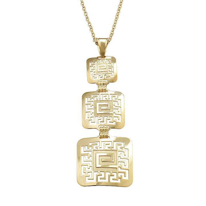 14k Gold And Sterling Silver Greek Key Pendant, Women's, Yellow