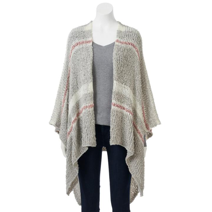 Lc Lauren Conrad Slubby Ruana, Women's, Silver