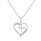 Diamond Accent 10k Gold Heart & Cross Pendant Necklace, Women's, Size: 18, White