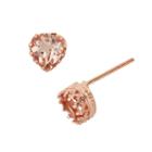 14k Rose Gold Over Silver Simulated Morganite Heart Crown Stud Earrings, Women's, Pink