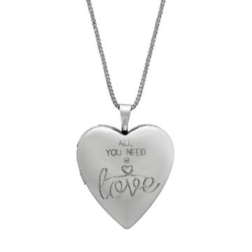 Treasured Moments Sterling Silver All You Need Is Love Heart Locket, Women's