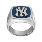Men's Stainless Steel New York Yankees Ring, Size: 10, Silver