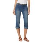 Women's Gloria Vanderbilt Patty Cuffed Capris, Size: 8, Light Blue