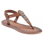 Mudd&reg; Women's Beaded T-strap Sandals, Size: Small, Brown Over