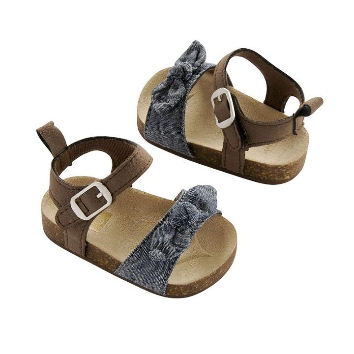 Baby Girl Carter's Bow Sandal Crib Shoes, Size: 6-9 Months, Brown