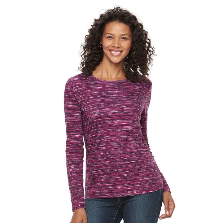 Women's Croft & Barrow® Crewneck Tee, Size: Xs, Med Pink