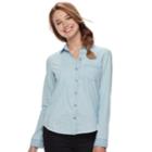 Juniors' So Long Sleeve Button Front Shirt, Teens, Size: Xl, Med Blue