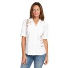 Women's Gloria Vanderbilt Lenora Roll-tab Shirt, Size: Small, White