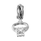 Individuality Beads Sterling Silver Cubic Zirconia Engagement Ring Charm, Women's, White