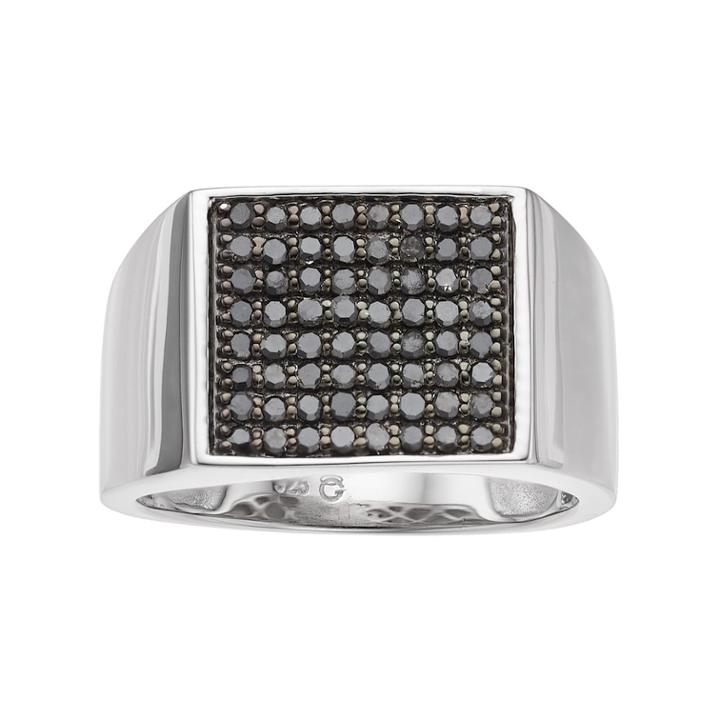 Men's Sterling Silver 3/4 Carat T.w. Black Diamond Ring, Size: 11