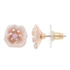 Lc Lauren Conrad Simulated Crystal Flower Nickel Free Button Stud Earrings, Women's, White