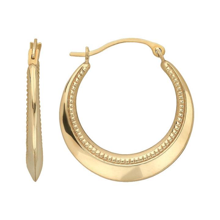 Everlasting Gold 10k Gold Beaded Hoop Earrings, Women's, Yellow