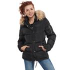 Juniors' Madden Nyc Faux-fur Short Puffer Jacket, Teens, Size: Xl, Black