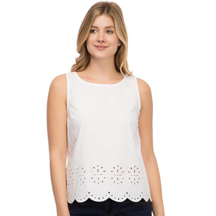 Women's Izod Eyelet Embroidered Tank, Size: Small, White
