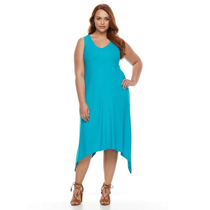 Plus Size Apt. 9&reg; Shark-bite Maxi Tank Dress, Women's, Size: 2xl, Turquoise/blue (turq/aqua)
