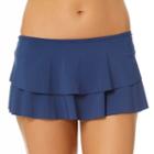 Women's Cole Of California Ruffle Skirtini Bottoms, Size: Small, Blue (navy)