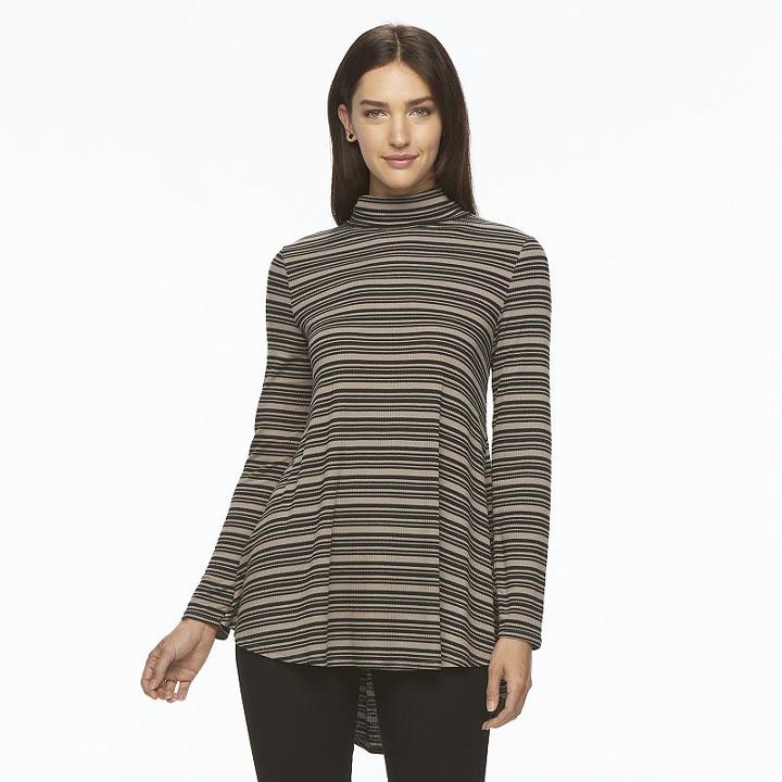 Women's Apt. 9&reg; Striped Cowlneck Tunic, Size: Xs, Med Beige
