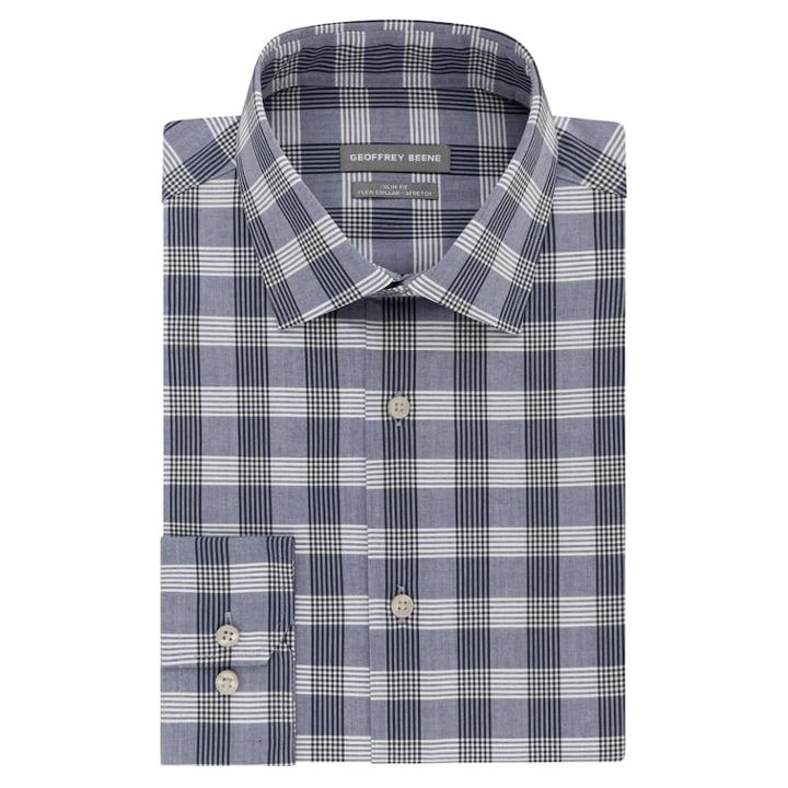 Men's Geoffrey Beene Slim-fit Stretch Flex Spread-collar Dress Shirt, Size: S 32-33, Blue