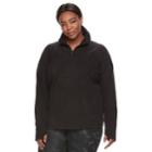 Plus Size Tek Gear Microfleece 1/4-zip Pullover Top, Women's, Size: 1xl, Black