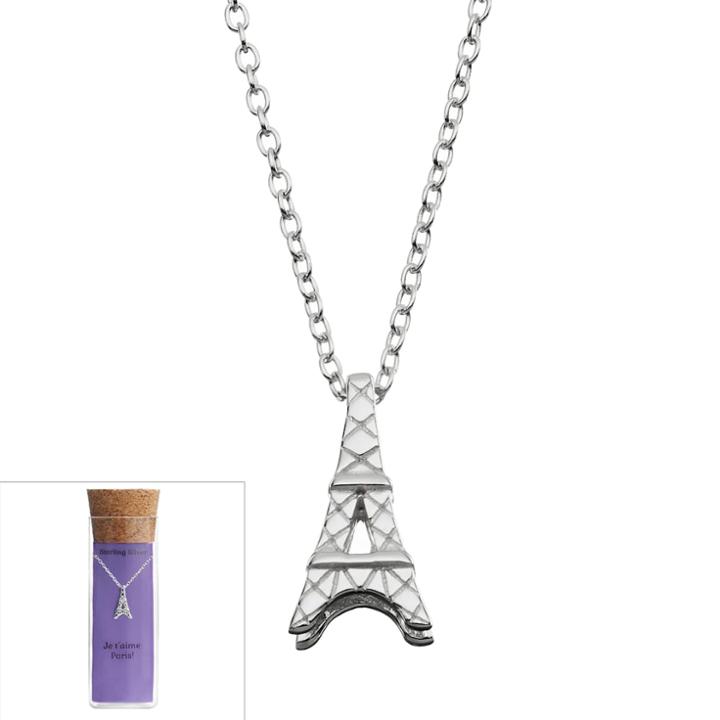 Sterling Silver Eiffel Tower Necklace, Women's, Grey