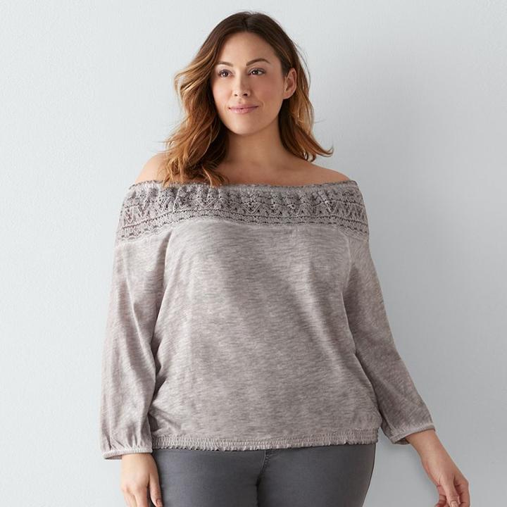 Plus Size Sonoma Goods For Life&trade; Crochet Off-the-shoulder Top, Women's, Size: 3xl, Lt Green