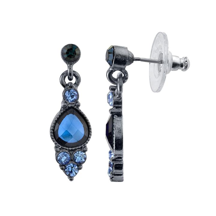 1928 Blue Stone Cluster Teardrop Earrings, Women's