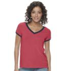 Juniors' So&reg; Sporty V-neck Tee, Girl's, Size: Large, Med Red