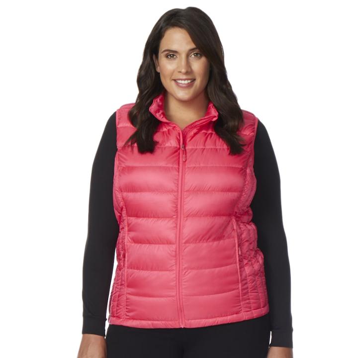 Plus Size Heat Keep Down Puffer Vest, Women's, Size: 1xl, Med Red