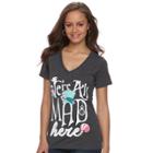 Disney's Alice In Wonderland Juniors' We're All Mad Here Graphic Tee, Teens, Size: Large, Grey Other