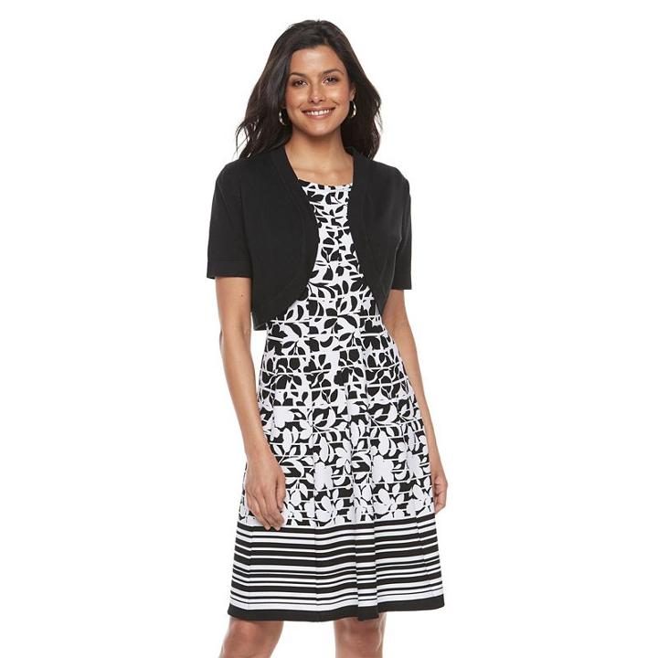 Women's Nina Leonard Solid Shrug, Size: Small, Black