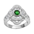 Sophie Miller Sterling Silver Simulated Emerald And Cubic Zirconia Filigree Ring, Women's, Size: 8, Green