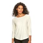 Women's Dana Buchman Mitered-stripe Scoopneck Sweater, Size: Large, White Oth