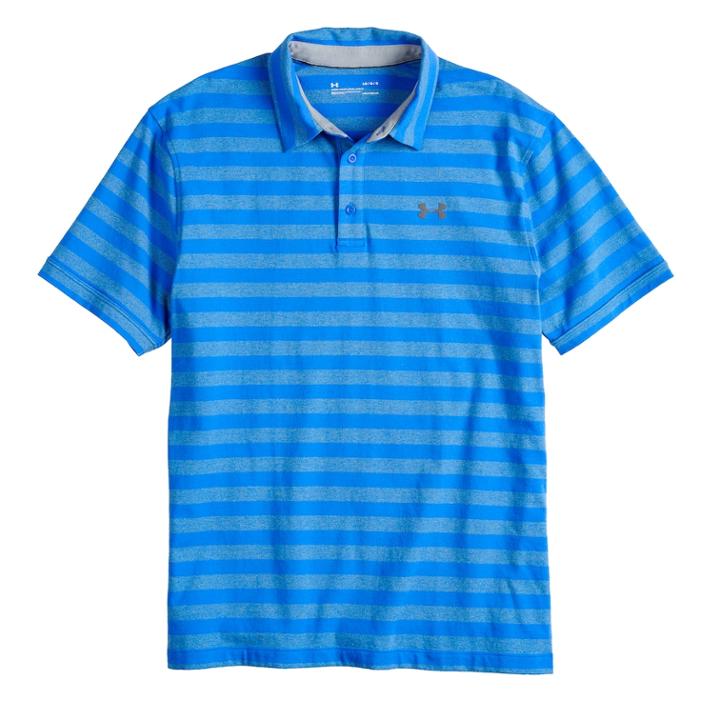 Men's Under Armour Charged Cotton Scramble Striped Golf Polo, Size: 3xl, Brt Blue