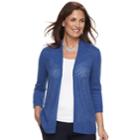 Women's Croft & Barrow&reg; Chevron Stitch Open-front Cardigan, Size: Medium, Dark Blue