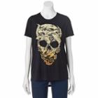 Disney's Pirates Of The Caribbean: Dead Men Tell No Tales Juniors' Shark Skull Graphic Tee, Size: Large, Black