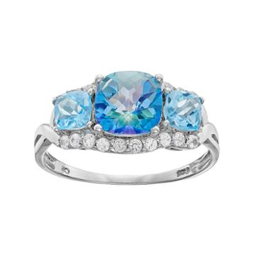 Sterling Silver Cassiopeia & Blue Topaz 3-stone Ring, Women's, Size: 7