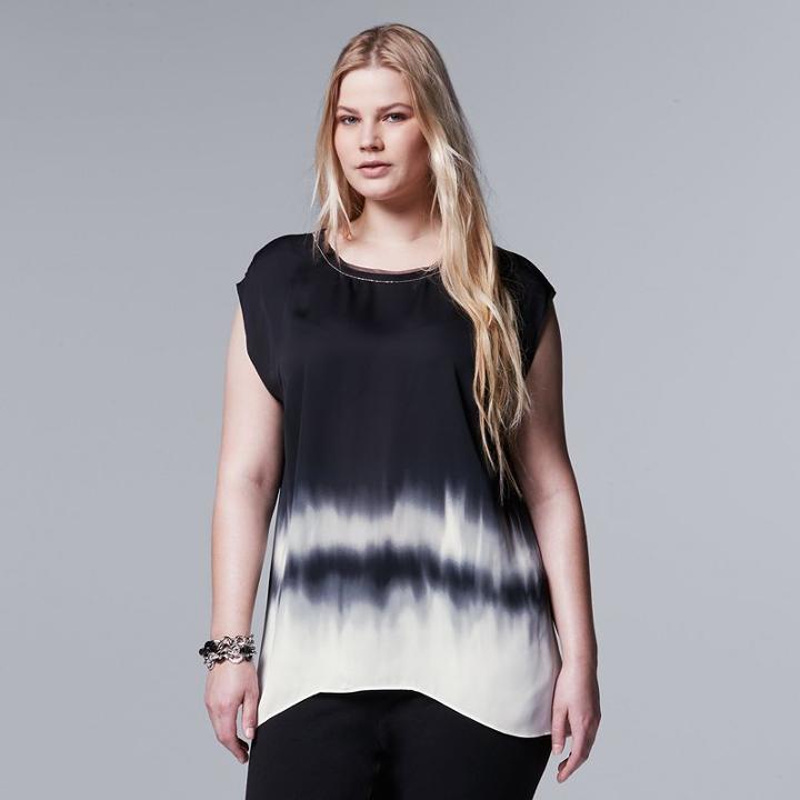 Plus Size Simply Vera Vera Wang Ombre High-low Top, Women's, Size: 2xl, Black