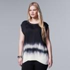 Plus Size Simply Vera Vera Wang Ombre High-low Top, Women's, Size: 2xl, Black