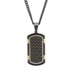 Men's Two Tone Stainless Steel Woven Dog Tag Necklace, Multicolor